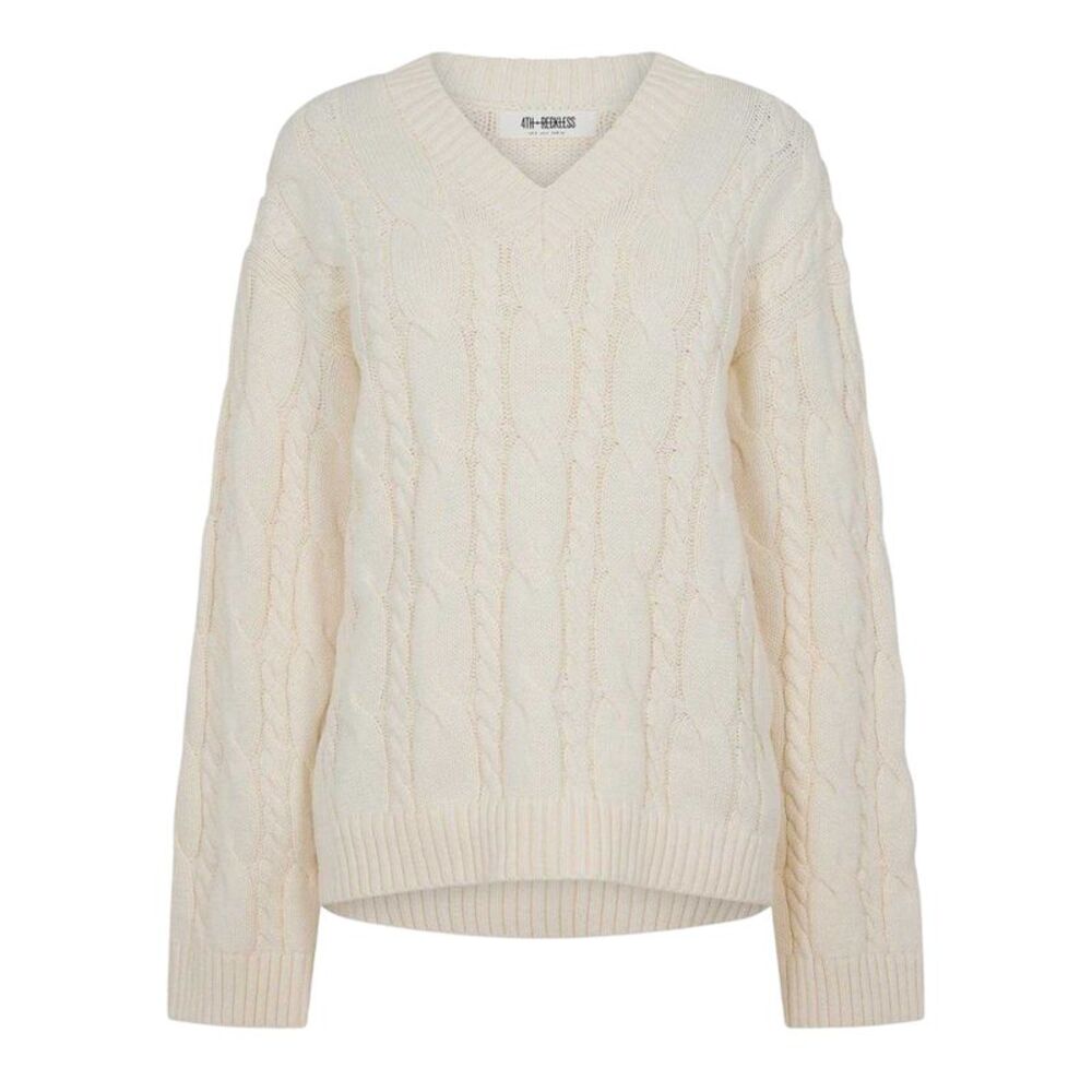 4th & Reckless Womens/Ladies Cable Knit Sweater Top / Cream